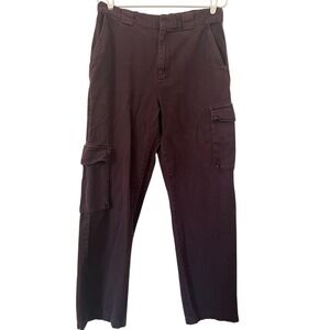 Tna Ladies Large‎ Dark Brown Cargo Pants Straight Leg Utility Pockets Belt Loops